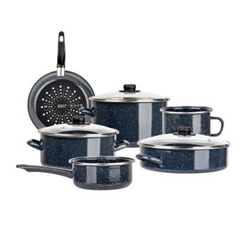 Batería de Cocina para Inducción Ekco Victoria 9 Piezas de Acero Esmaltado - Gris