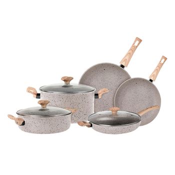 Batería de Cocina con Antiadherente Vasconia Prima 8 Piezas de Aluminio - Beige