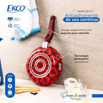 Sartén Antiadherente Ekco Photopaint  de Aluminio 20 cm - Rojo