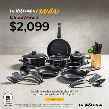Batería de Cocina para Estufa de Inducción y Cuchillos 21 Piezas