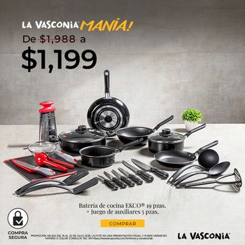 Kit Batería de Cocina de 19 Piezas con Juego de Utensilios Ekco