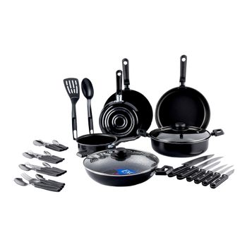 Batería de Cocina con Antiadherente Ekco 32 Piezas de Aluminio - Negro