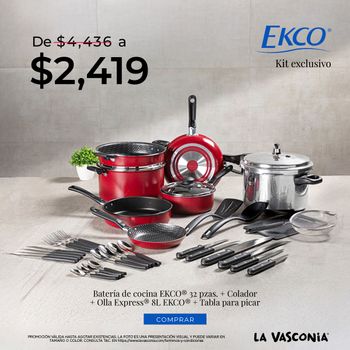 Kit Batería de Cocina Ekco + Olla Express y Accesorios 35 Piezas