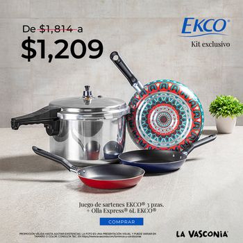 Kit de Cocina Olla Express Ekco Classic + 3 Pack de Sartenes