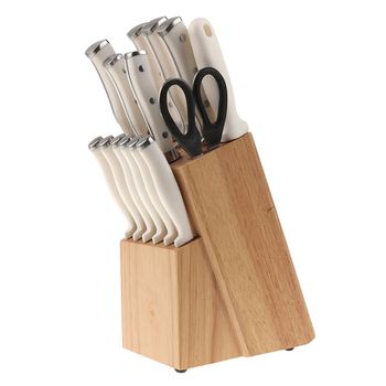 Bloque de Cuchillos Blancos de Acero Inoxidable Vasconia 15 Pzas