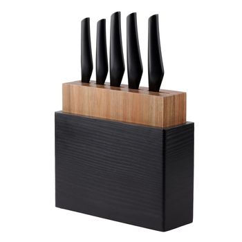 Bloque de Cuchillos con Tabla de Madera Vasconia 8 Piezas Negro