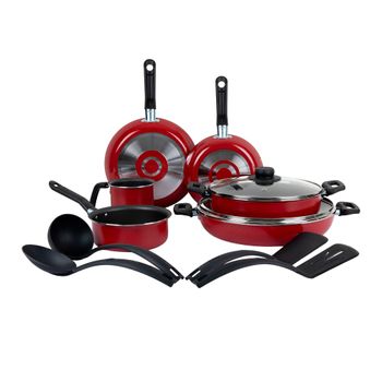 Batería de Cocina con Antiadherente Ekco Classic 12 Piezas de Aluminio - Rojo