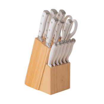 Bloque de Cuchillos Blancos de Acero Inoxidable Vasconia 15 Pzas