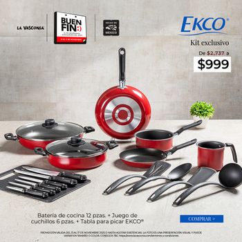 Kit Ekco Classic Red Exclusivo de 19 piezas de aluminio y más
