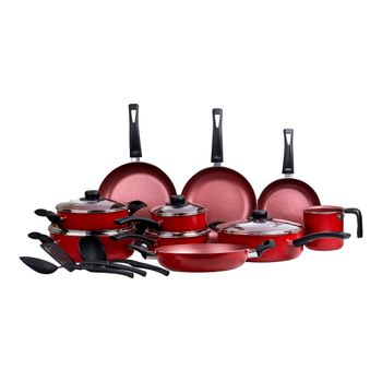 Batería de Cocina 18 Piezas Ekco Classic de Aluminio - Rojo