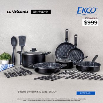 Batería de Cocina con Antiadherente Ekco 32 Piezas de Aluminio - Negro