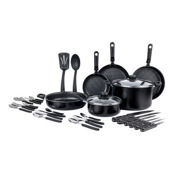 Batería de Cocina con Antiadherente Ekco 32 Piezas de Aluminio - Negro
