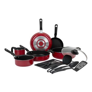 Batería de Cocina con Antiadherente Ekco Cherry 12 Piezas de Aluminio - Rojo